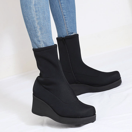 [GIRLS GOOB] Women's Comfortable Wedge Sandal Platform Boots, Spandex Fabric - Made in KOREA